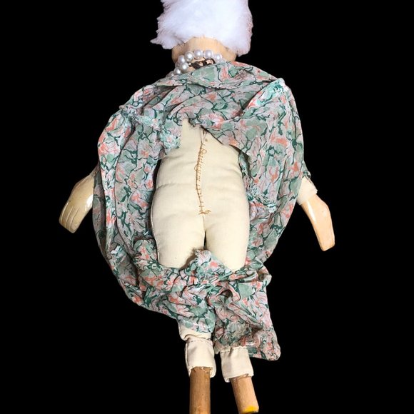 Vintage Artisan Doll Handcarved Wooden Grandma Old Lady Handmade Soft Body Rare - Picture 15 of 16